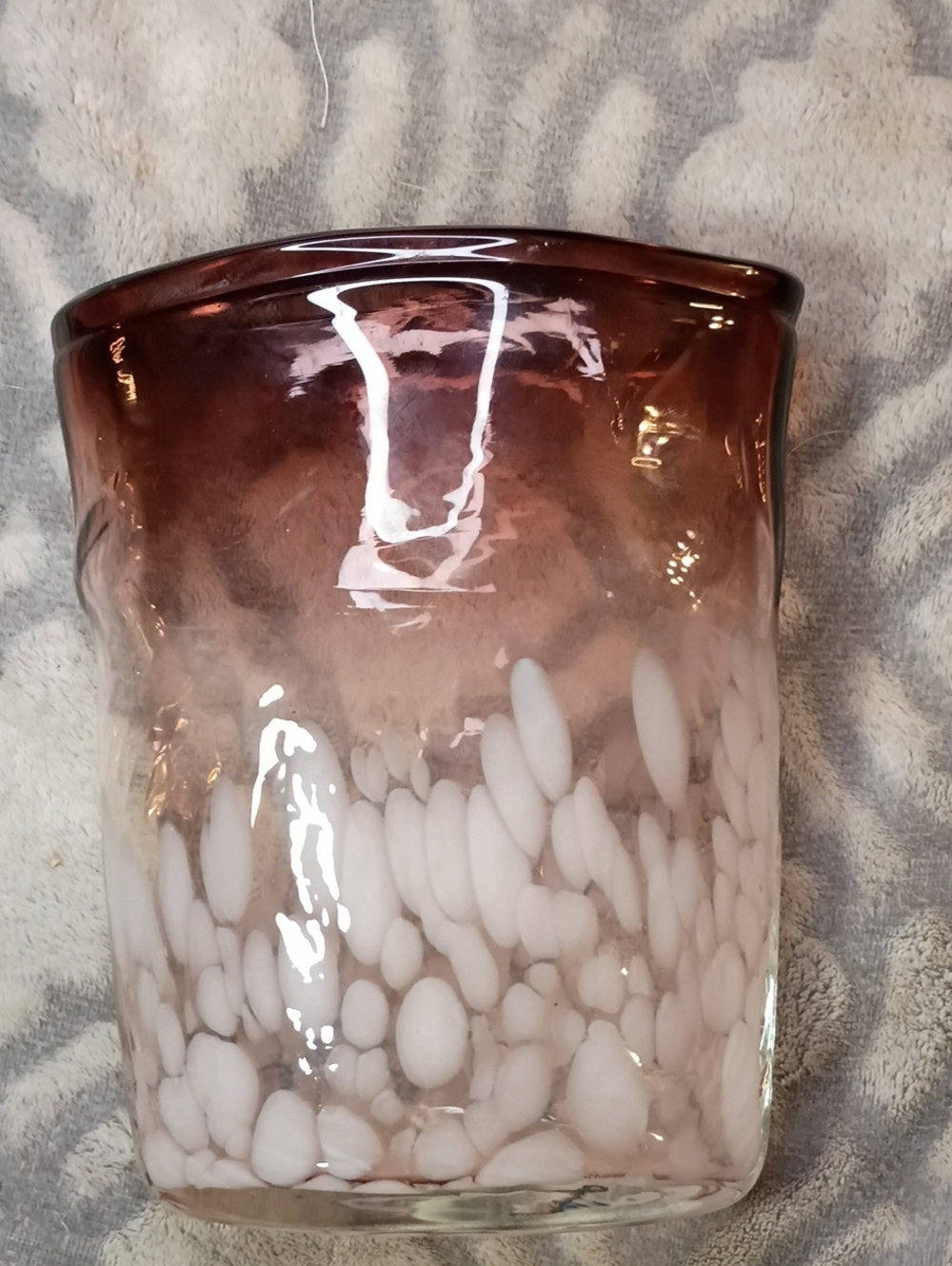 Handblown Glass Decorative Vase in Pink and White